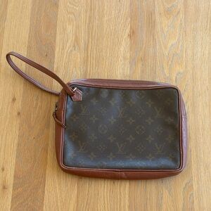 Vintage Louis Vuitton Monogram Brown Wristlet handbag clutch